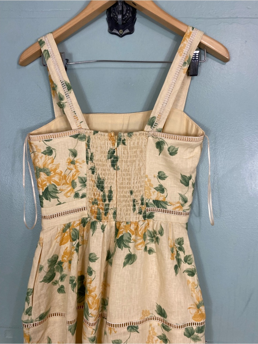 Reformation Everett Linen Floral Dress Yellow Size 6 - Picture 6 of 8
